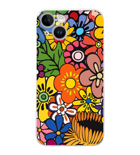 PrintiFy iPhone 14 ile Uyumlu Retro Color 2  Kamera Korumalı Şeffaf  Kılıf