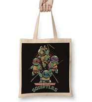 Squirtles Ninja Kaplubağlar Bez Çanta Uzun Saplı