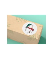 Yeşil Şapkalı Kardan Adam Etiketi Yuvarlak Mat Çıkartma Round Sticker 3 Cm (95 Adet)