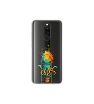 Redmi 8 ile uyumlu Splash ahtapot tasarımlı şeffaf silikon kılıf
