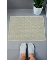 Tuğla Desenli 2li Ayak Havlusu - 50x70 cm - Su Emici Banyo Paspası Seti - Yeşil - 00104