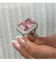 Pembe Zirkon Taşlı 925 Ayar Gümüş Kadın Yüzük