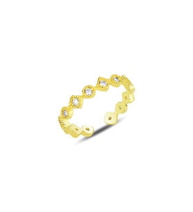 Gümüş altın yaldızlı zirkon taşlı ayarlamalı yüzük SGTL12176GOLD (Rose)