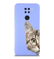 Xiaomi Redmi Note 9 Uyumlu Lansman Kılıf Catface Tasarımlı İçi Kadife Kapak-Lila (Şeffaf)