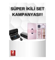 Mey İthalat® Wireless Şarjlı Pembe Akıllı Saat ve Kablosuz Bluetooth Kulaklık Dokunmatik Kontrol