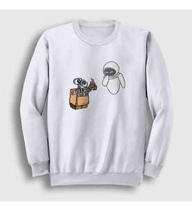 Presmono Unisex Beyaz Gift Wall E Eve Sweatshirt 427578tt (Beyaz)