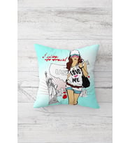Love Me Çift Tarafı Baskılı Gizli Fermuarlı Yastık Kılıfı Kırlent Koltuk Yastık Kılıfı (Mavi)