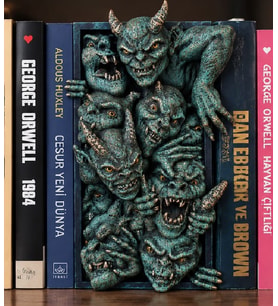 3 Boyutlu Kitaplık Aksesuarı Doğal TAŞ Kitap Tutucu Dekoratif BOOK NOOK Kitap Ayracı 3D Dekor