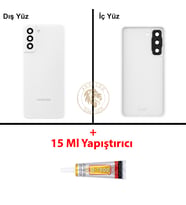 Samsung S21 Fe Beyaz Arka Pil Kapağı Batarya Kapağı Lazer Kesim + B-7000 Yapıştırıcı