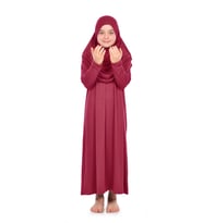 Pratik Çocuk Namaz Elbisesi 8-12 Yaş Kırmızı