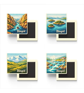 Bingöl - Baskılı Buzdolap Magneti Kare - 9x9 cm - 4 Adet