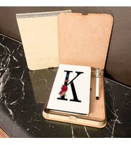 K Harfi Ahşap Kutulu Defter Kalem Set