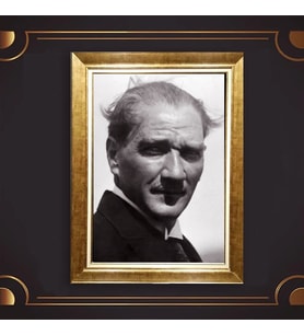 Özel Seri Paspartulu Çerçeveli Atatürk Tablo l160 (Gold)