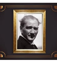 Özel Seri Paspartulu Çerçeveli Atatürk Tablo l160 (Gold)