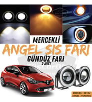 Renault Clio 4 2012-2020 Uyumlu Mercekli Angel Sis Farı Metal 76 mm Turuncu Halkalı Gündüz Farı 2 Ad