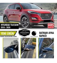 Hyundai Tucson 2018-2020 Uyumlu Batman Yarasa Ayna Kapağı Piano Black ABS Plastik