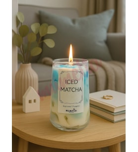 Mumelia Iced Matcha - Doğal Soya Cam Bardak Tasarım Mum -