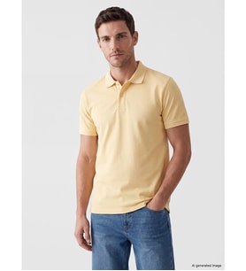 LCWAIKIKI Classic Sarı Polo Yaka Pike Erkek Tişört