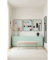 Modern Pastel Geometrik Uyum 3’lü Ahşap Çerçeveli Tablo Seti