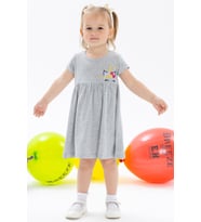 Breeze Kız Çocuk Elbise Nakışlı Unicorn 1.5-5 Yaş, Gri Melanj