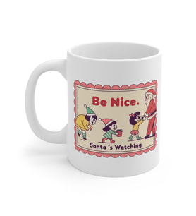 Be Nice - Santa's Watching Christmas Mug  - Komik Hediye Kupa  Ofis Arkadaşına Harika Hediye