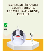 Northcity Güneş Paneliyle Şarj Olan Katlanabilir LED Çadır Lambası – 5 Kademeli Aydınlatma
