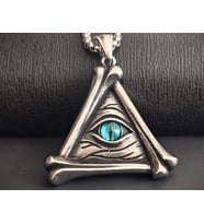 Paslanmaz Çelik Mavi Göz illuminati Üçgen Kolye
