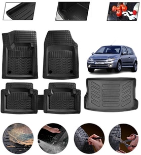 Renault Clio 2 1998-2005 Uyumlu Paspas Araca Özel Bagaj Havuzu MBS Siyah