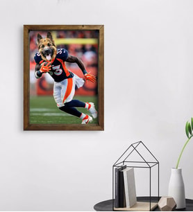 Evcil Dostlara Özel Amerikan Futbolcusu Tasarımlı Portre Doğal Masif Ahşap Çerçeveli Tablo 45x65cm-4