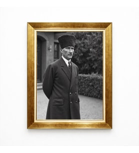 Tablore Mustafa Kemal Atatürk Kalpaklı Boy Resim Altın Varaklı Çerçeve Tablo