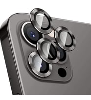 ALLY İphone 12 Pro Max 3D Metal Çerçeveli Kamera Lens Koruyucu (Siyah)