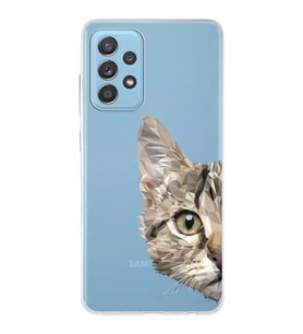 Samsung Galaxy A52s Uyumlu Kapak Catface Tasarımlı Şeffaf Silikon Kılıf