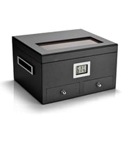 Falconetti Sedir Ağacı Camlı Karbon Fiber Çekmeceli Humidor Puro Kutusu rd13
