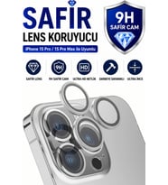 iPhone 15 Pro / 15 Promax Beyaz Titanyum Metal Kamera Lens Koruyucu Safir Cam Ultra Net HD