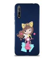 Huawei Y8P Soft Premier Kapak Vespagirl Tasarımlı Silikon Kılıf - Lacivert (Şeffaf)