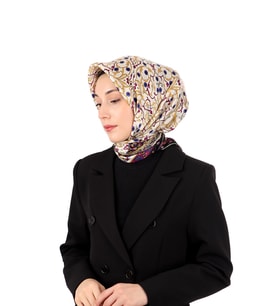 Bursa İpek Gri Sarmaşık Desen Sura İpek Eşarp