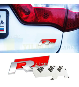 Volkswagen R line Kırmızı Bagaj Logo Arma Amblem Passat Golf CC Tiguan Paslanmaz Çelik
