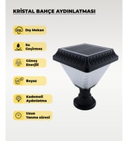 30w Solar Kristal Bahçe Aydınlatması 6500K Beyaz Işık