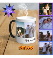 Kişiye Özel 4 Fotoğraf ve Yazı Baskılı Cam Sihirli Kupa Bardak