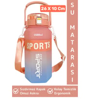 Dayanıklı BPA İçermz Sızdırmaz Kapak Kolay Temizlenir Okul Ofis Spor Omuz Askılı Su Matarası 1600 ML
