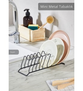 Tezgah U¨stu¨ Tabaklık Paslanmaz Tabak Tutucu Bulas¸ıklık Metal Bulas¸ık Sepeti Siyah