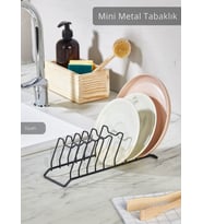 Tezgah U¨stu¨ Tabaklık Paslanmaz Tabak Tutucu Bulas¸ıklık Metal Bulas¸ık Sepeti Siyah