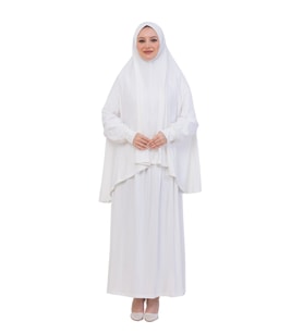 İki Parça Namaz Elbisesi – Uzun Pamuklu Tesettür Giyim Abaya & Başörtüsü Set