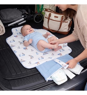 % 100 Pamuk Çantalı Pratik Katlanabilir Alt Değiştirme Matı - Bébé Lapin PAD1018