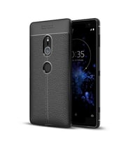 Sony Xperia XZ2 Kılıf Deri Tarzı Niss Silikon Case (Siyah)