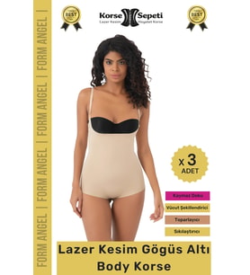 #Korse İz Göstermeyen Toparlayıcı Vücut Şekillendiren Lazer Kesim Gögüs Altı Bady Korse - 3 Adet (Ten)