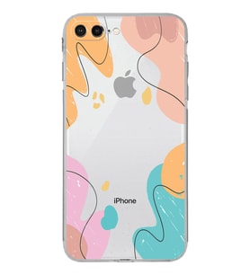 Apple iPhone 7 Plus Uyumlu Kamera Korumalı Tıpalı Kapak Karışık Renkler Tasarımlı Şeffaf Kılıf