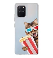 PrintiFy Samsung Galaxy S10 Lite ile Uyumlu 1mm Slim Fit Kedi 1 050b Baskılı Şeffaf  Kılıf