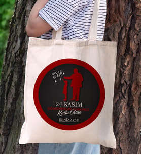 BK Gift Kişiye Özel Öğretmenler Günü Tasarımlı Kanvas Bez Çanta- 11, Öğretmene Hediye, Öğretmenler Günü