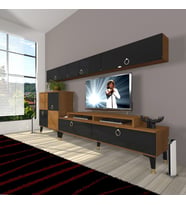 Decoraktiv Ekoflex 8 Mdf Gold Tv Ünitesi Tv Sehpası - Ceviz Siyah (Siyah - Ceviz)